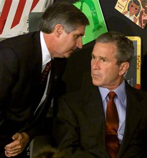 Andrew Card whispered bad news to George Bush on 9/11/01