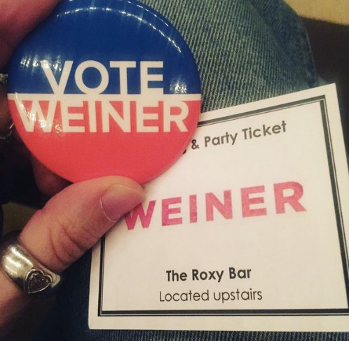 I was so amused by the "Vote Weiner" button party favor.